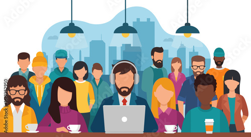 Diverse team of professionals working together in a modern office, ideal for website banners or presentations.