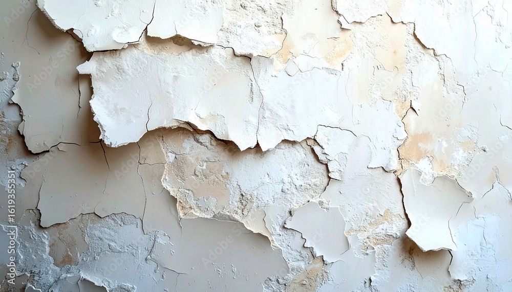 Fototapeta premium The natural wall texture with peeling paint and fine cracks creates an aesthetic impression of age and imperfection