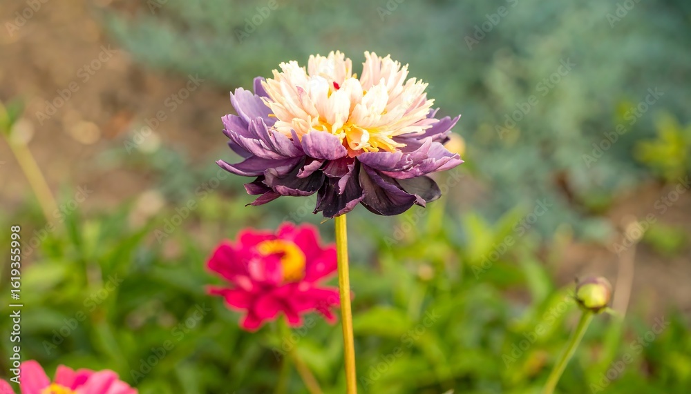 Obraz premium Vibrant peony in garden setting