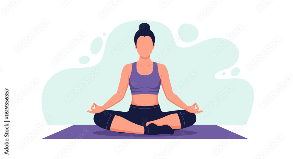 custom made wallpaper toronto digitalWoman meditating in lotus position, perfect for wellness websites, yoga studios, or mindfulness apps.