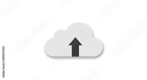 Cloud upload icon for data storage and file transfer. A modern, minimalist symbol for cloud computing and online backup service.