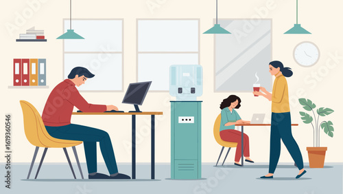 Modern office workers collaborating, perfect for website banners or business brochures.