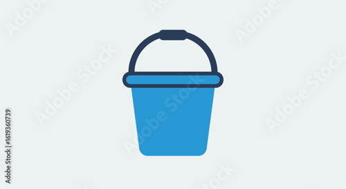 A blue bucket icon with a handle sits on a white background.
