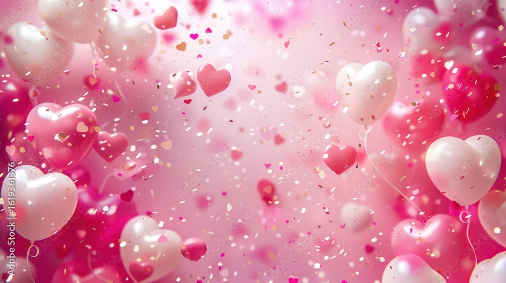 custom made wallpaper toronto digitalHeart-shaped balloons and confetti create a romantic valentine celebration design
