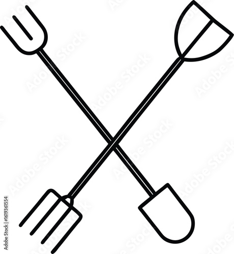 vector illustration of traditional farming tools