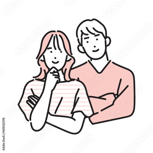 シンプル　イラスト　若い男女のカップルのイメージイラスト 人物