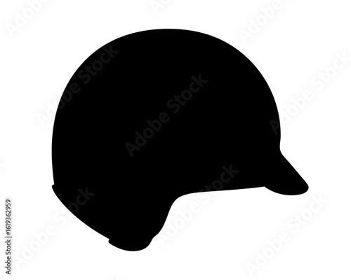 Solid black silhouette of a cycling helmet on a white background