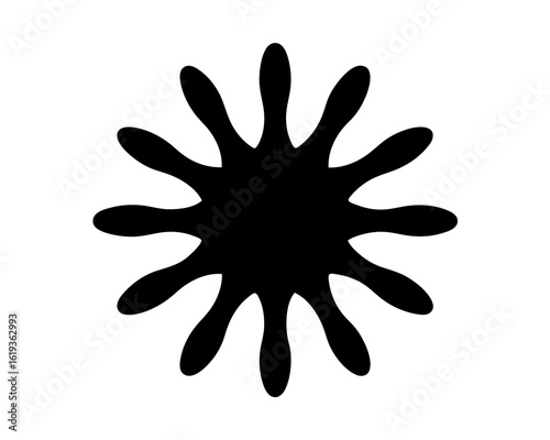 Abstract black radial silhouette with bulbous protuberances on a white background