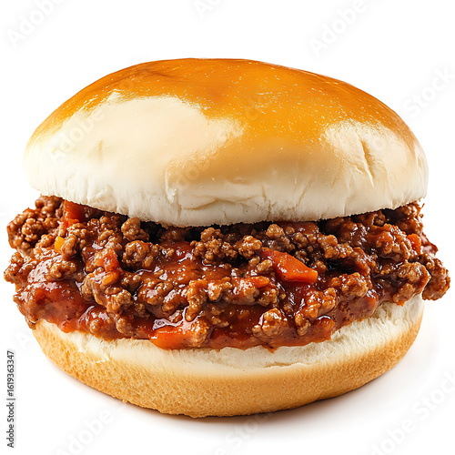 Sloppy Joe Sandwich with Ground Beef and Tomato Sauce on a Bun