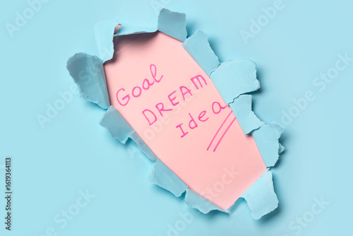 Text GOAL DREAM IDEA visibl...
