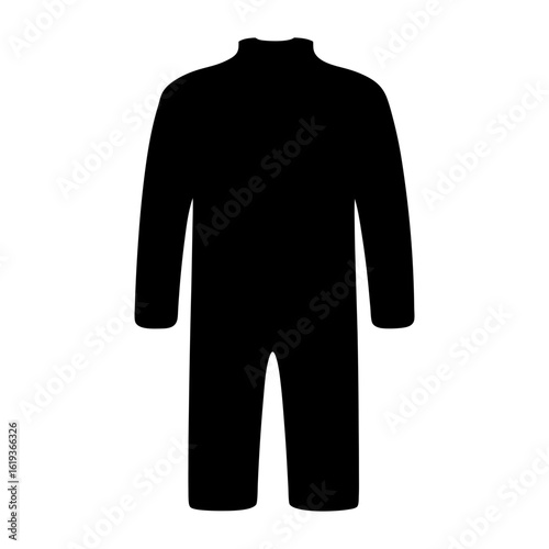 Black silhouette of a full body jumpsuit with long sleeves