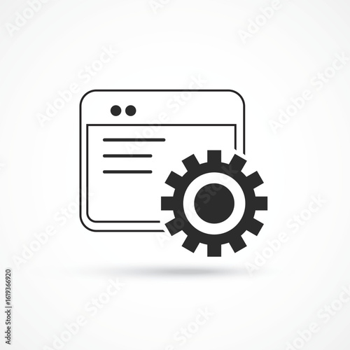 ERP system, Enterprise resource planning solid outline in white background. Business automation and innovation. Vector icon, ERP Software System for AI and Business