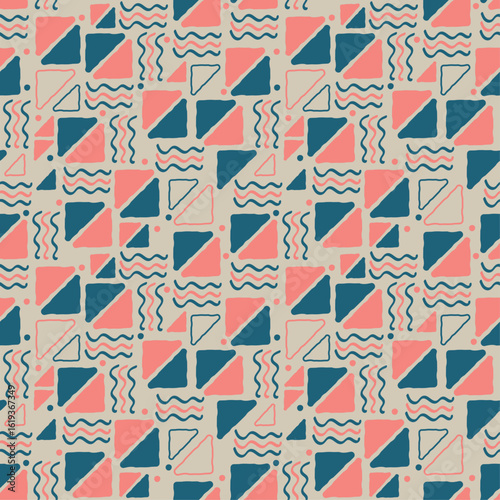 Abstract seamless pattern backgrounds, vector memphis texture. Trendy modern organic shape doodle lines pattern.