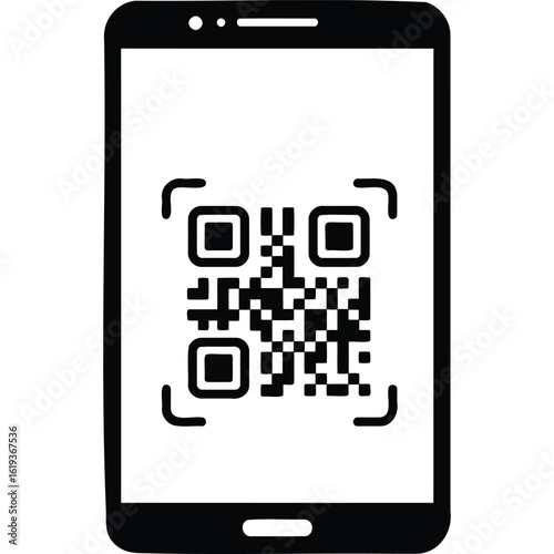 Smartphone Scanning QR Code, Digital Technology Icon, Mobile Payment