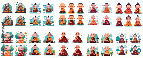 Tibetan monk meditating peacefully