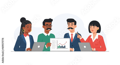 Diverse business team collaborating on a project, perfect for website banners or presentations.