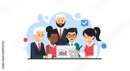 Diverse business team collaborating on a project, perfect for presentations and website banners.