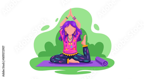 Woman practicing yoga outdoors, perfect for wellness websites and brochures.