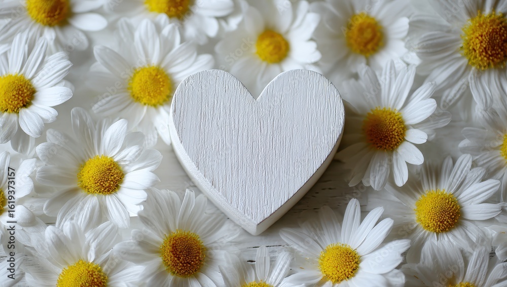 Obraz premium Heart shape in floral background, expressing love & celebration. Use greetings