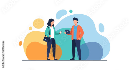 Two colleagues collaborating, perfect for a website or presentation on teamwork and communication.