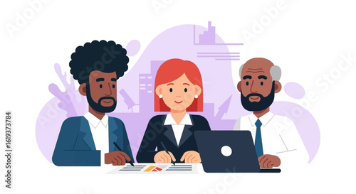 Diverse Business Team Collaboration:  Perfect for landing pages, brochures, or presentations showcasing teamwork and inclusivity.