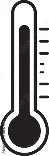 Thermometer Silhouette in Black | Medical Temperature Icon