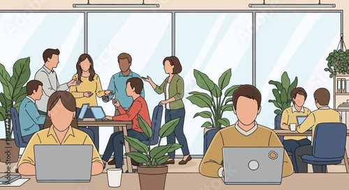 Diverse team collaborating in a modern office, perfect for website banners or brochures.