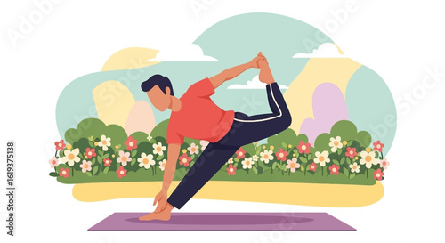 Man doing yoga outdoors, perfect for wellness websites or fitness brochures.