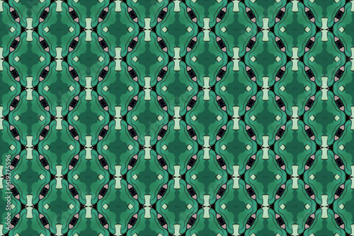 Seamless Fashion Graphic Cloth Texture Tile Luxury Fabric Wallpaper Template Digital Geometric Symmetric Decoration Endless Design Background Interior Visual Textile Art Perspective Shape Pattern.