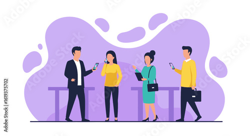 Modern businesspeople using smartphones and tablet, perfect for website banners or presentations.