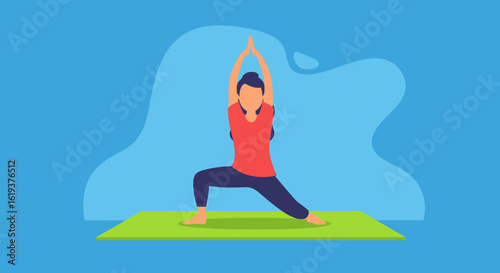Woman practicing yoga on a mat, perfect for websites, blogs, or fitness apps promoting wellness.
