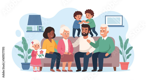 Multigenerational Family Portrait: Perfect for family-themed websites, brochures, and social media.