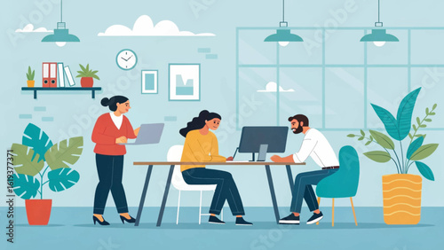 Modern Coworkers Collaborating in a Stylish Office - Perfect for Website or Brochure