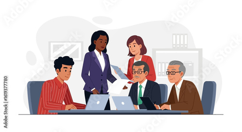 Diverse team collaborating on project, perfect for website or presentation.