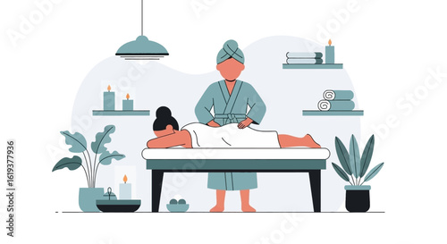 Spa Day Illustration: Perfect for wellness brochures, websites, and social media.