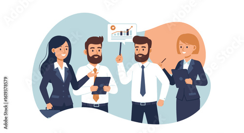Business team collaboration, brainstorming, and data analysis. Ideal for presentations, reports, and websites.