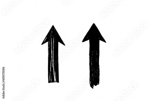 Two black hand drawn arrows pointing up on white background