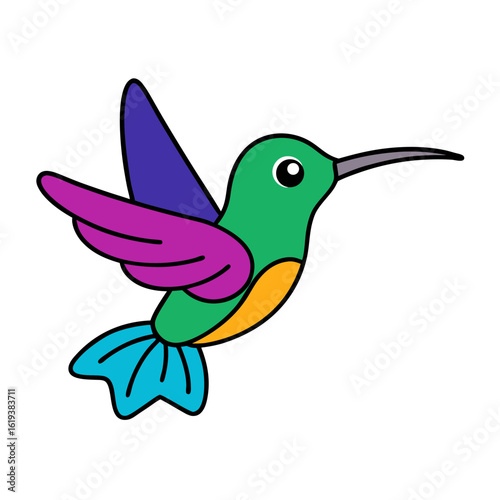 Cartoon Hummingbird Vector Illustration Sipping Nectar