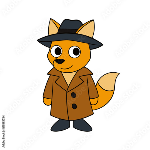 Cartoon Jackal Vector Illustration Wearing a Detective Coat