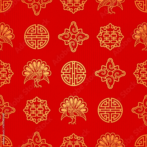 中華文様　シームレスパターン