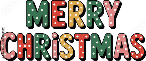 Retro marquee style merry christmas greeting with colorful lights