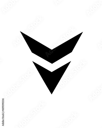 Free Download Modern geometric black arrow symbol pointing downward, featuring sharp and clean lines. Ideal for logos, icons, branding, tech designs, and minimalist projects. - GFXLoad