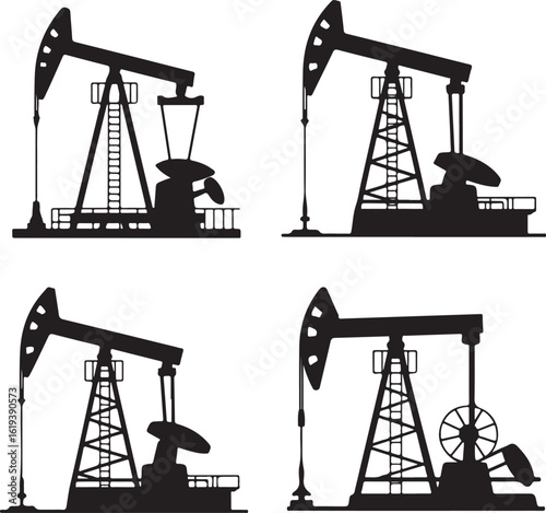 Oil pump silhouette vector art icon illustration