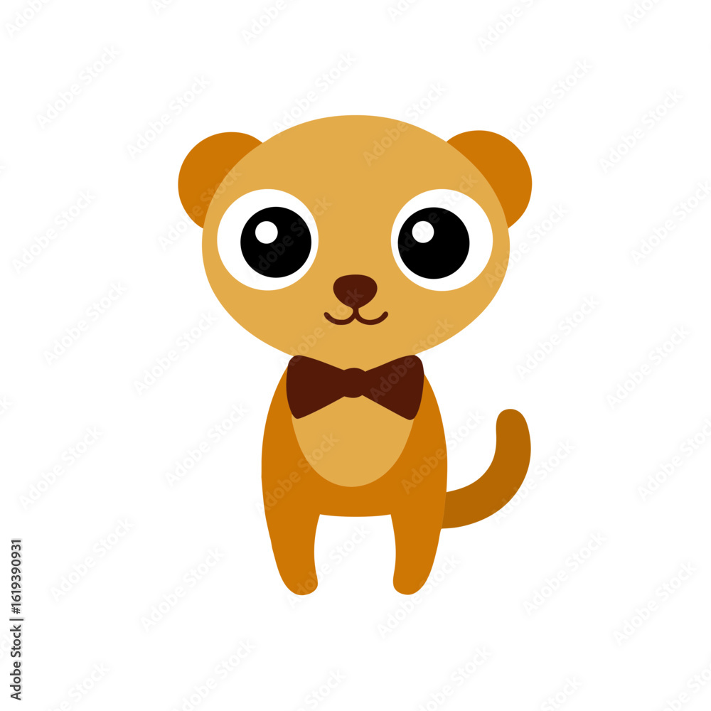 Fototapeta premium Cartoon Meerkat Vector Illustration Wearing a Bow Tie