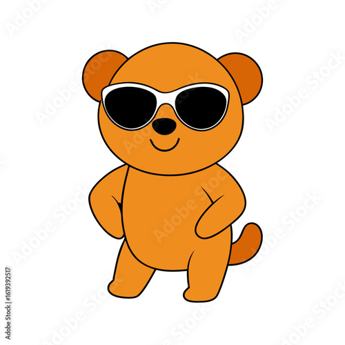 Cartoon Sun Bear Cub Vector Wearing Sunglasses