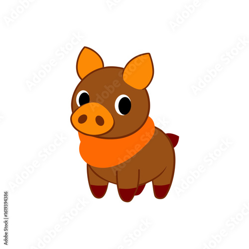 Cartoon Collared Peccary Piglet Vector Illustration Wearing a Party Hat