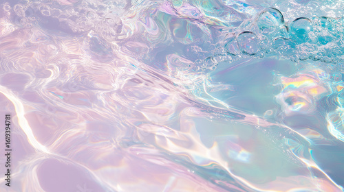 パステルカラーの水面と光の反射