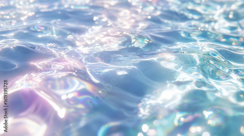 パステルカラーの水面と光の反射