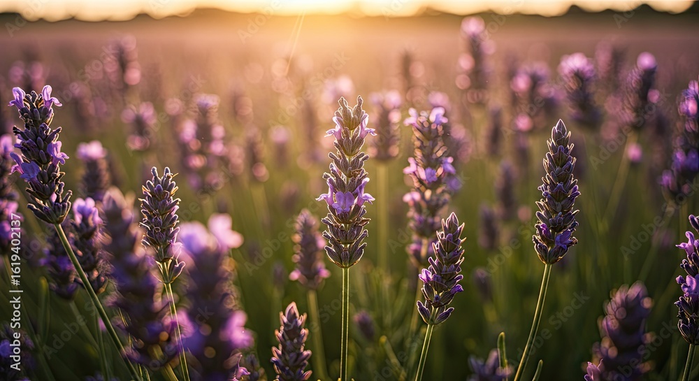 Obraz premium Lavender field at sunset