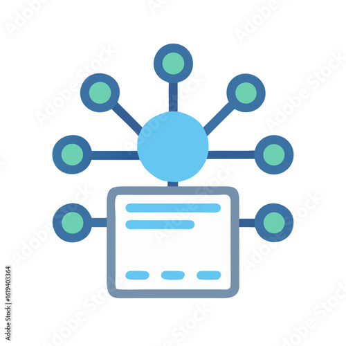 Network node connection diagram with central server illustration